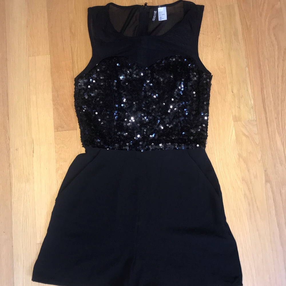 Black sequenced romper